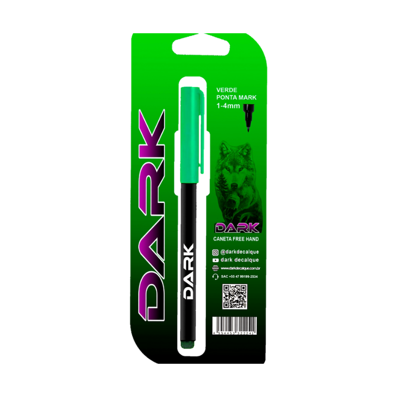Caneta Dark Pincel Japones com tinta de Decalque Verde