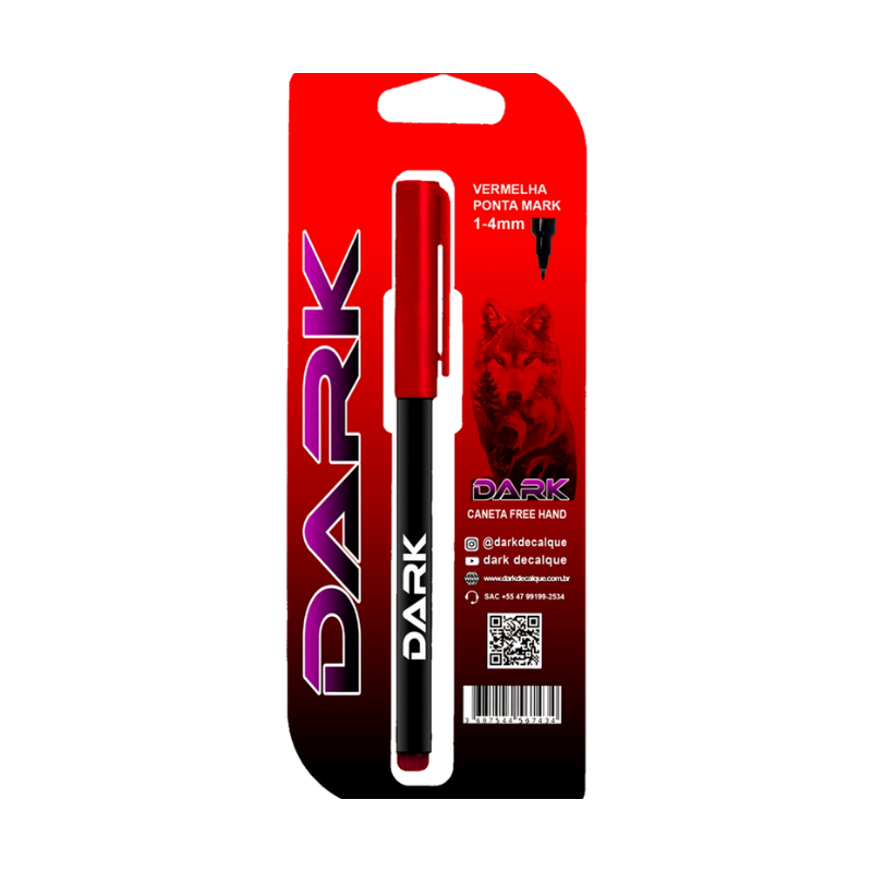 Caneta Dark Pincel Japones com tinta de Decalque Vermelha