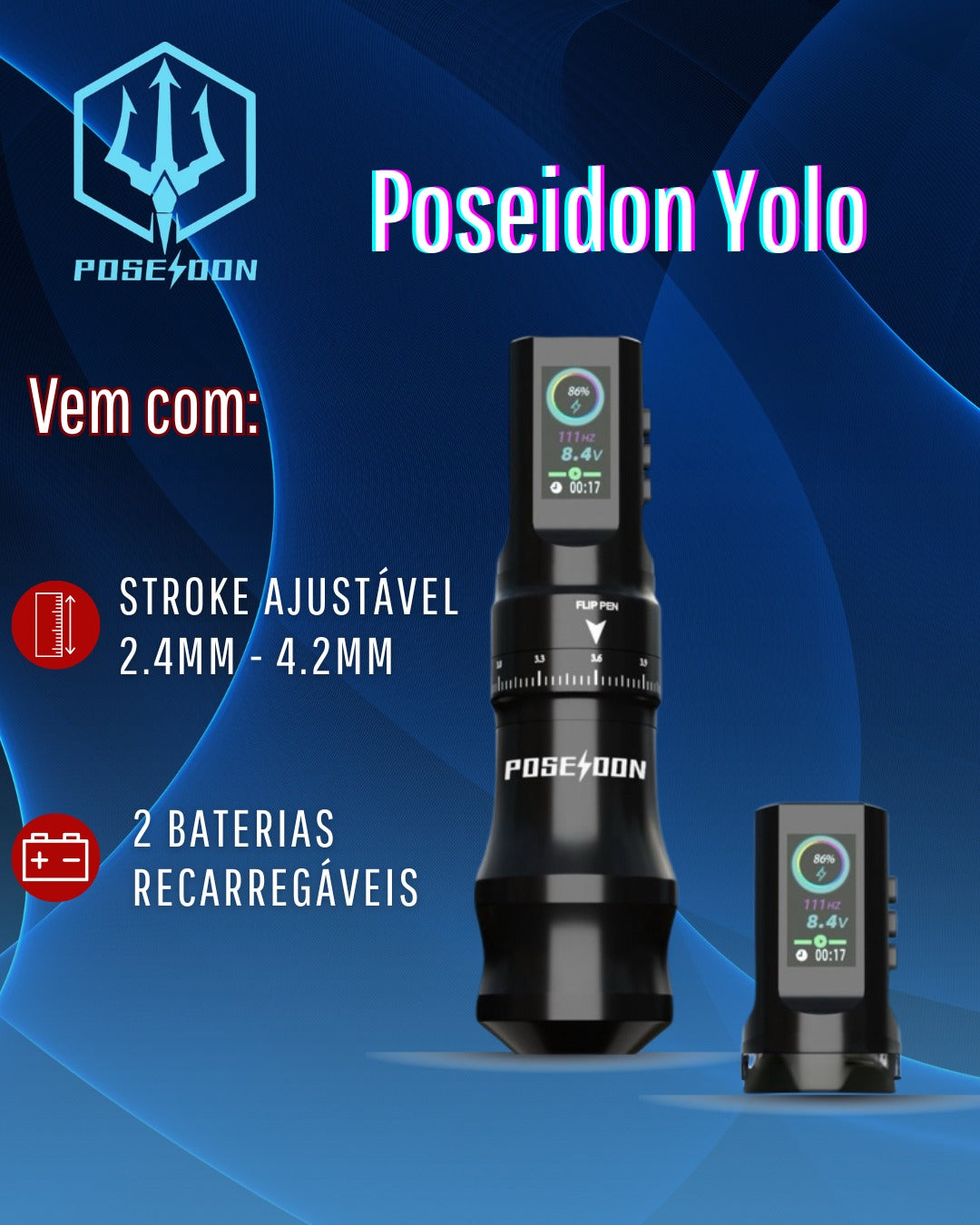 Maquina Pen Poseidon YOLO com 2 baterias