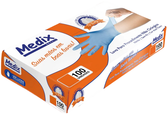 Luvas Medix Nitrílicas Sem Pó Azul P caixa c/100un