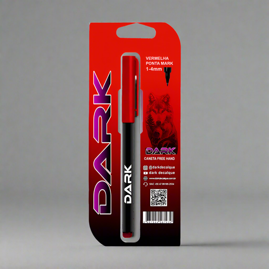 Caneta Dark Pincel Japones com tinta de Decalque Vermelha