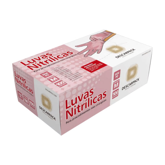 Luvas Nitrílicas Sem Pó Rosa P caixa c/100un Descarpack
